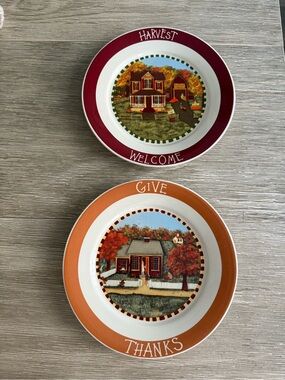 Jackie Ehman Carriage House Designs Fall Harvest & Give Thanks Decorative Plates